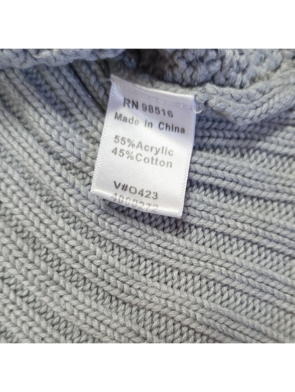 Coldwater Creek Chunky Cable Knit ZipUp Cardigan Sweater Gray P L - Picture 3 of 9
